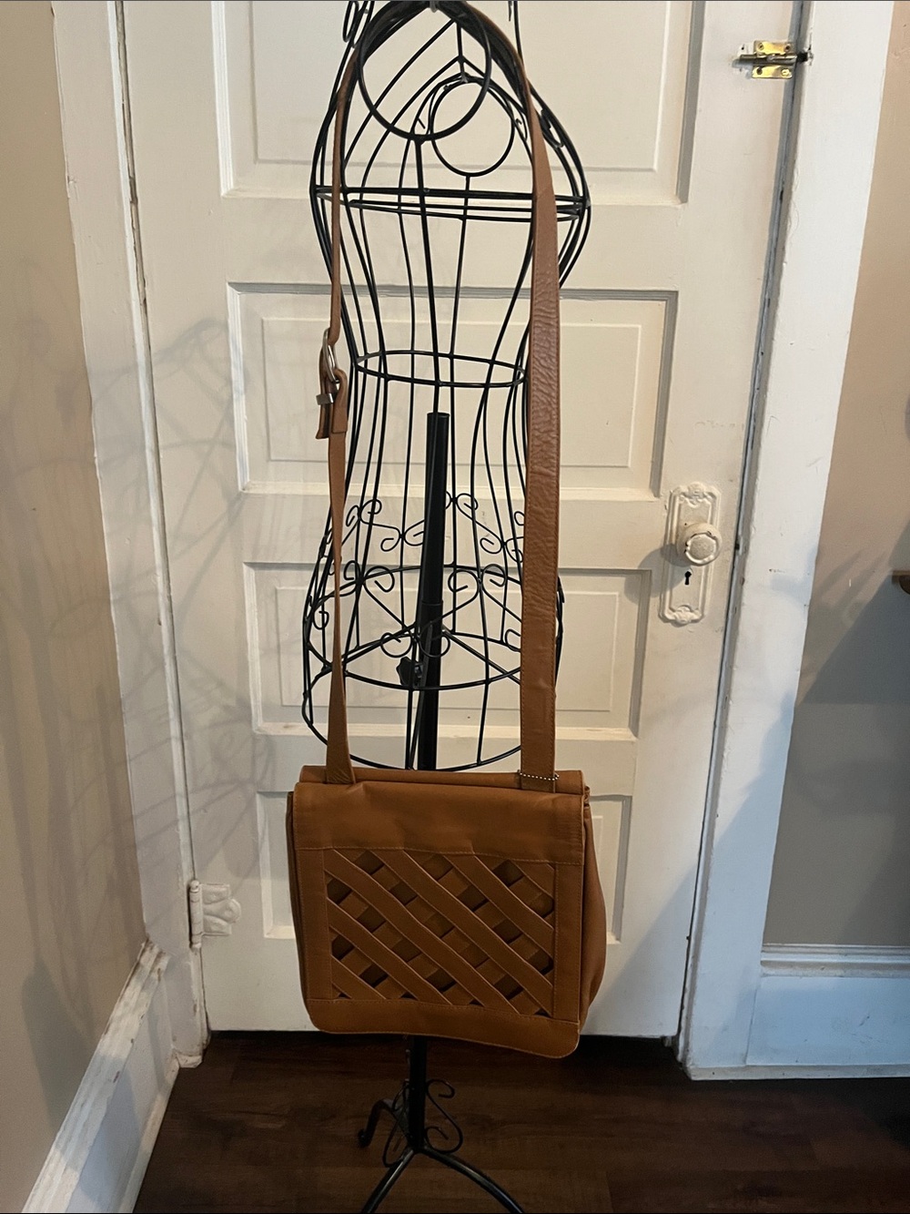 Kenneth Cole Cognac Woven-Front Crossbody Bag